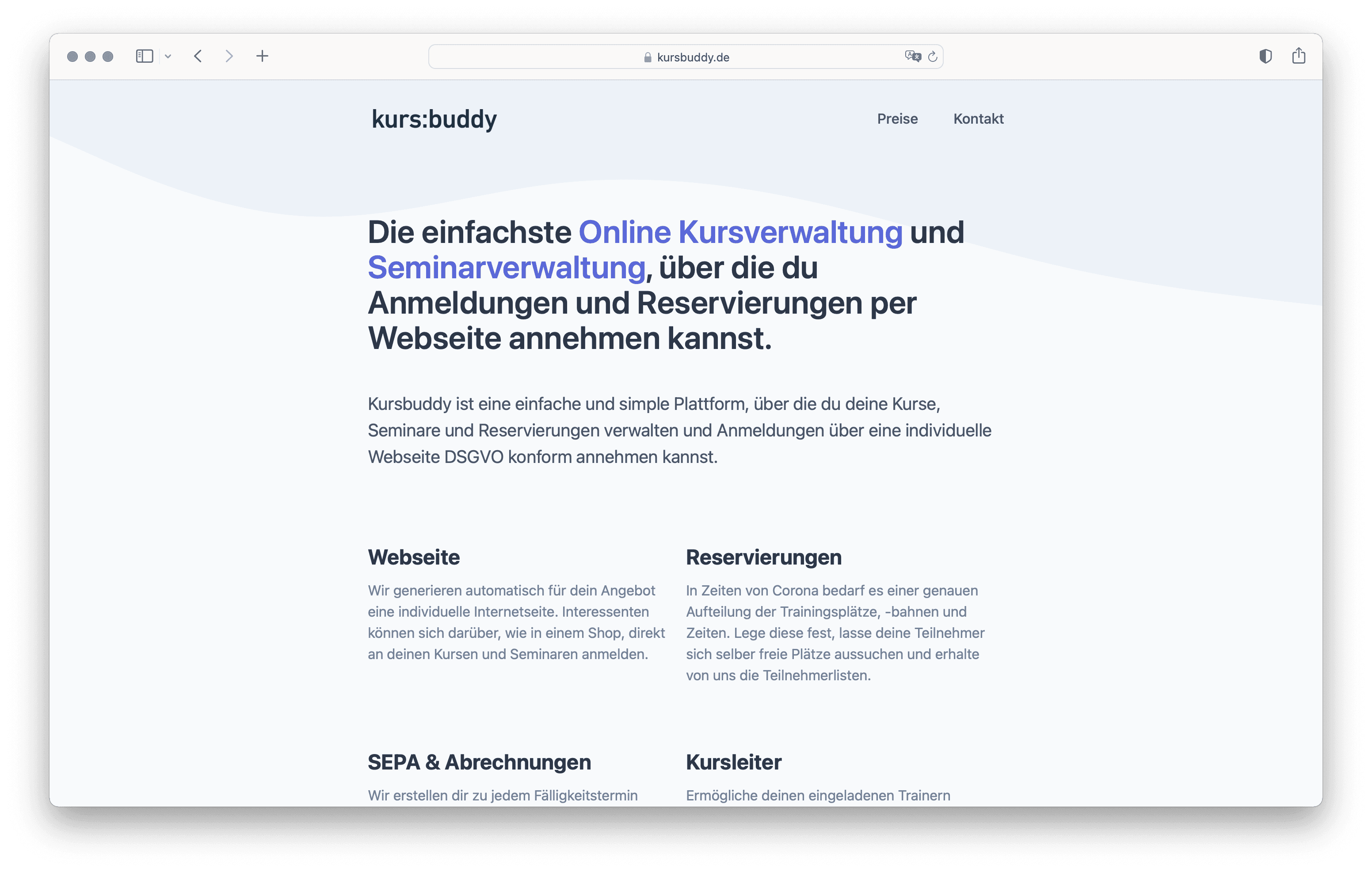 Screenshot kursbuddy.de