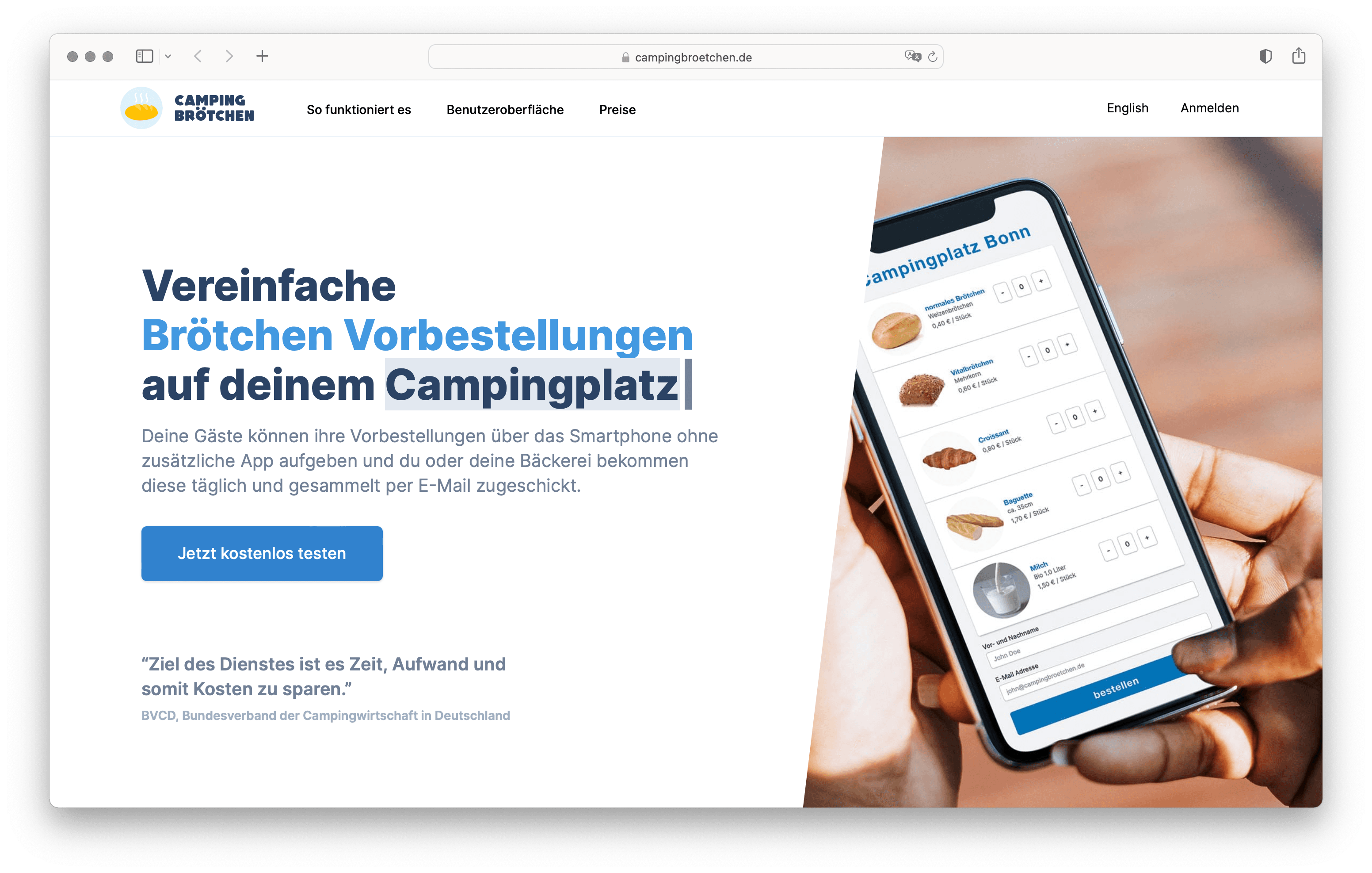 Screenshot campingbroetchen.de